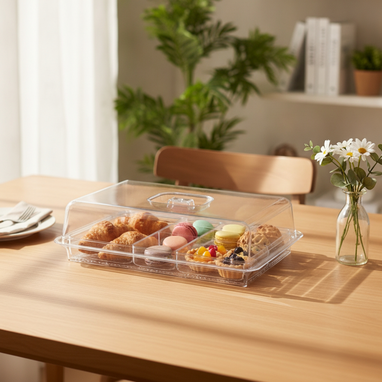Plastic Dome Clear - غطاء طعام بقاعدة، غطاء عرض بوفيه