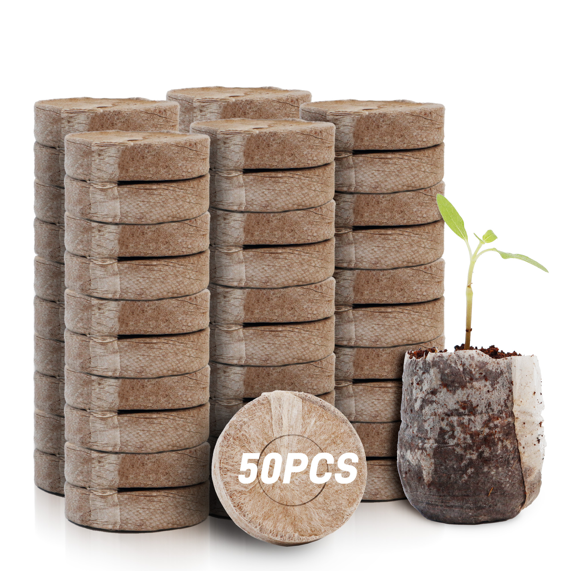 Peat Pellet Tray - 50 قطعة من حبيبات الخث المضغوط