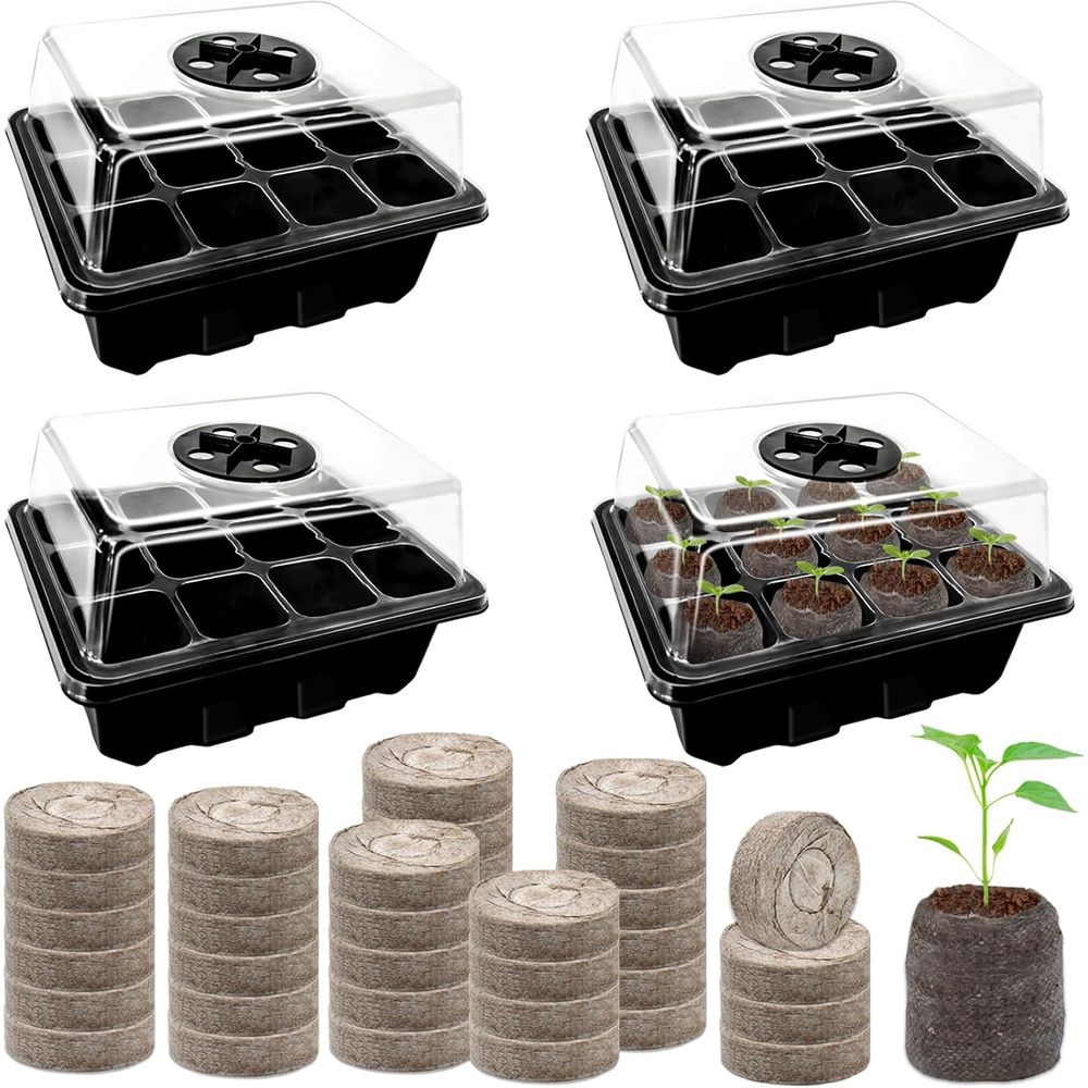 Peat Pellet Tray - 4 صواني بذور مع 50 قطعة