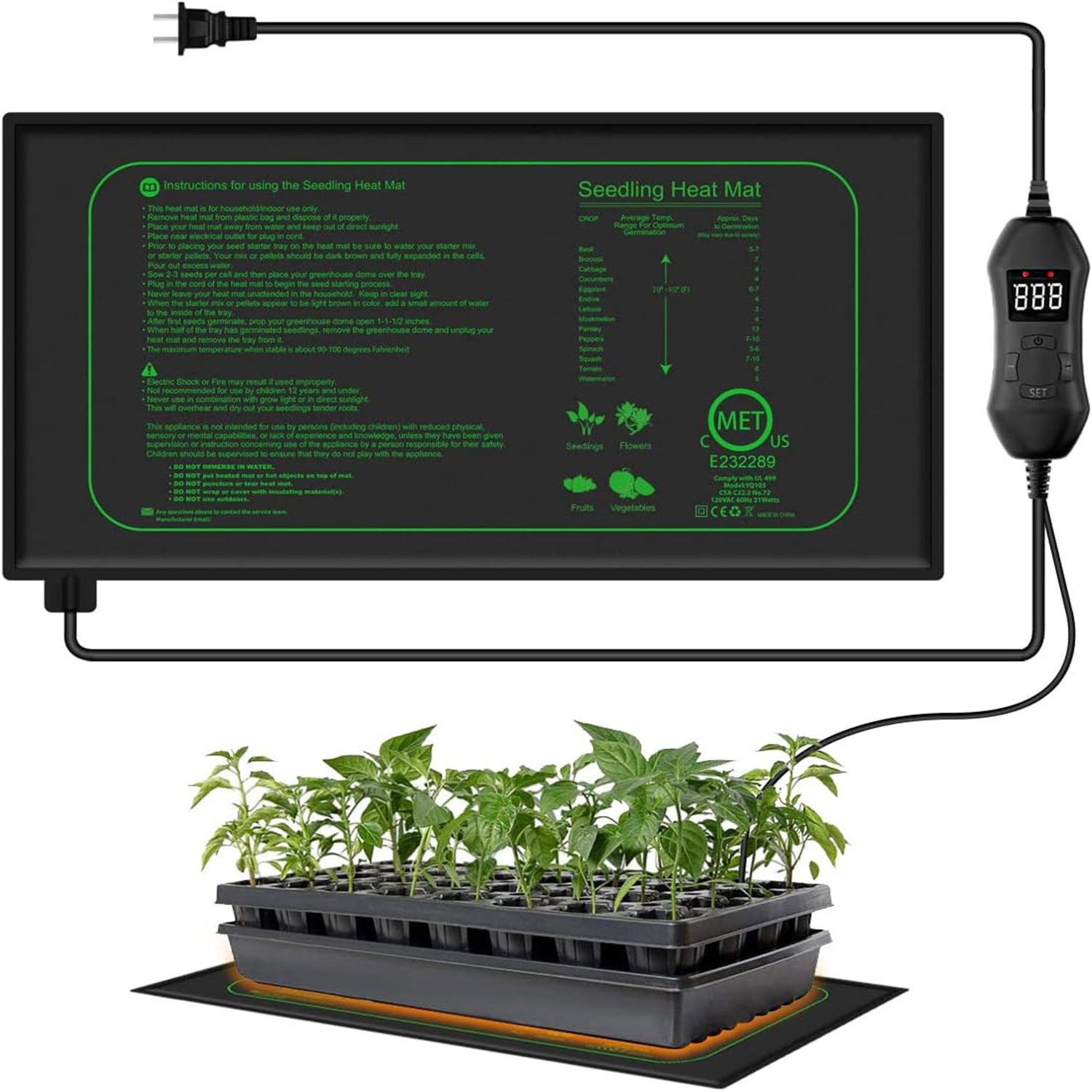 Rooting Gel Clone - بساط تسخين للشتلات مع ترموستات رقمي،