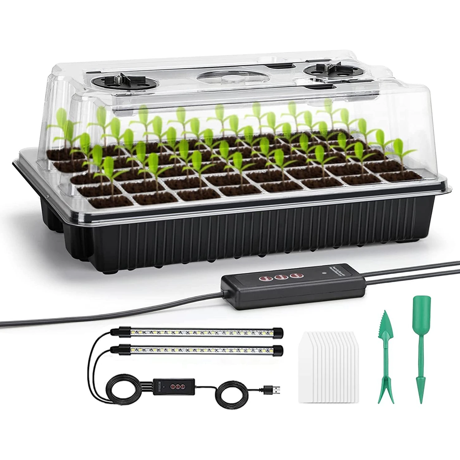 Humidity Dome Kit - مجموعة واحدة، صواني بذور مع إضاءة
