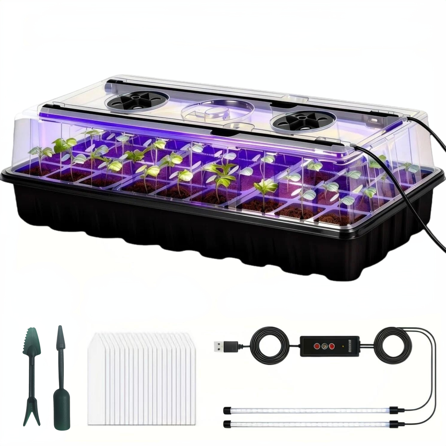 صينية بذور بـ 36 خلية مع إضاءة - مراجعة Humidity Dome Kit وسعره