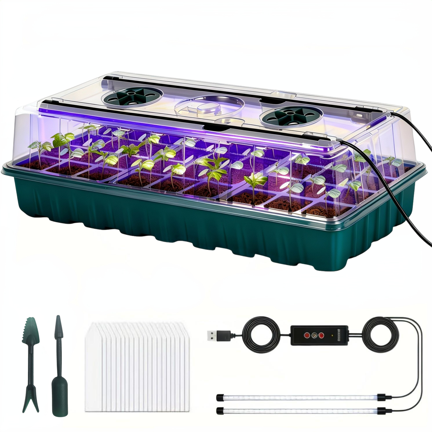 صينية بذور بـ 36 خلية مع إضاءة - مراجعة Humidity Dome Kit وسعره