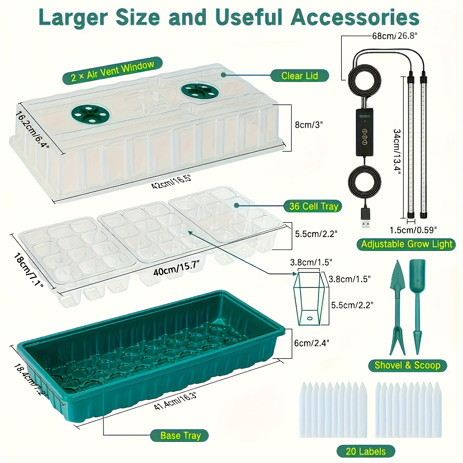 صينية بذور بـ 36 خلية مع إضاءة - مراجعة Humidity Dome Kit وسعره