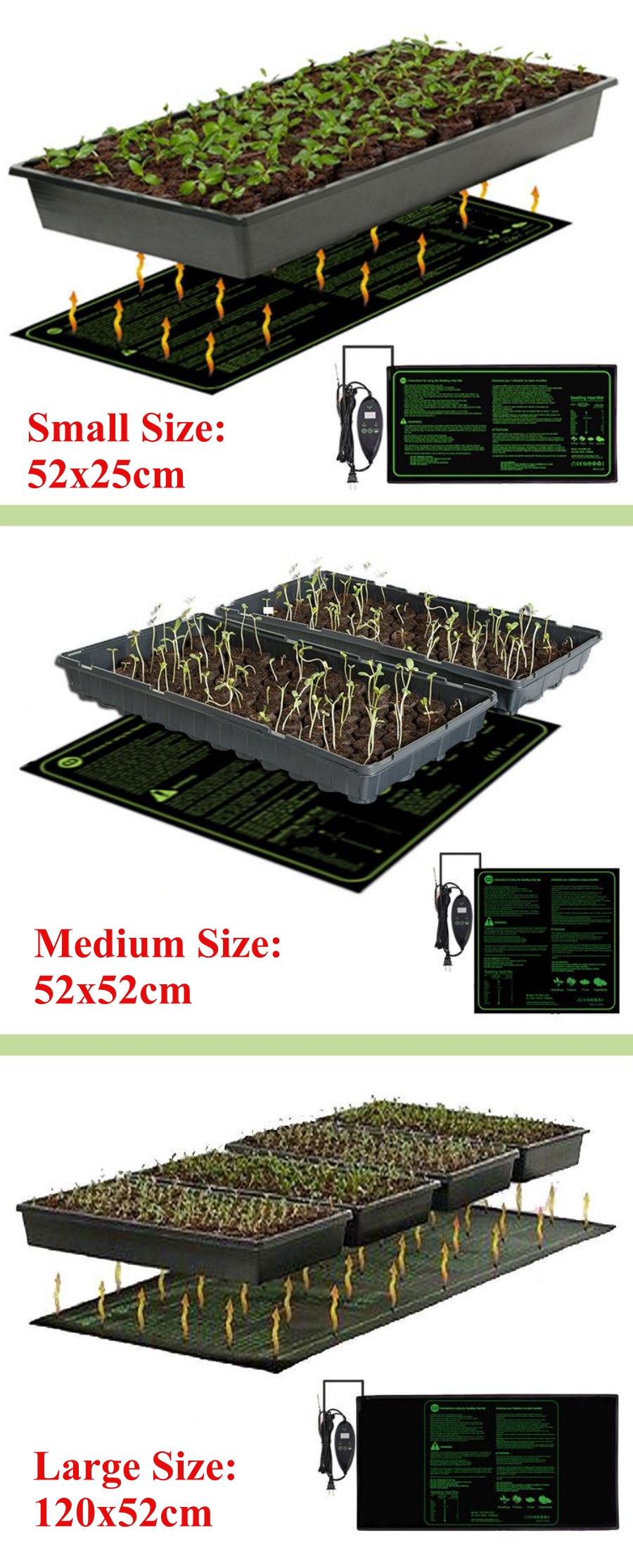 3 أحجام ترقية الشتلات الحرارة  - مراجعة Heat Mat Seedling وسعره